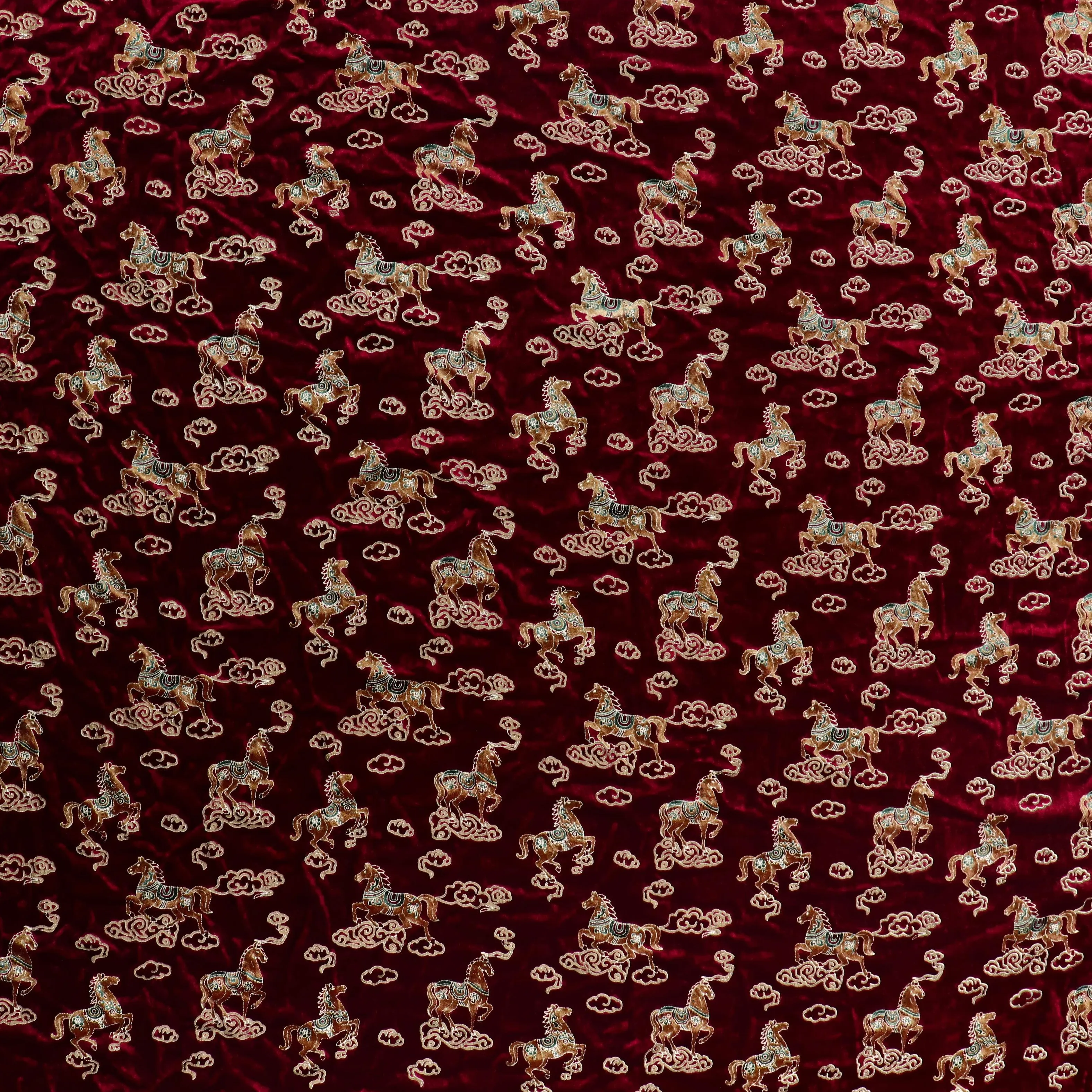 Placement Painted Jacquard Velvet Designer Fabric with Couture Woven Surface for Ceremony Robe Design and Premium Apparel Lines