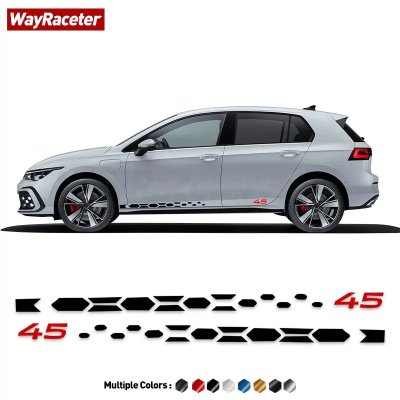 2 Pcs Door Side Stripes Sticker Carbon Fiber Vinyl Graphics Decal For VW Golf 8 MK8 GTI Clubsport 45 GTD GTE R Line Estate 2022