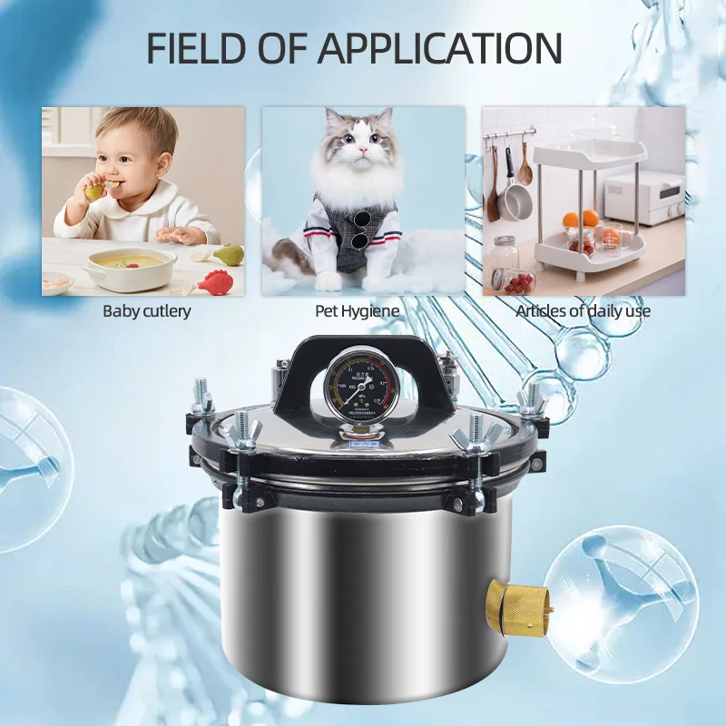 Portable 10L Steam Autoclave Sterilizer Machine Small Equipment for Nail Tools and Veterinary Instruments for Dog Care