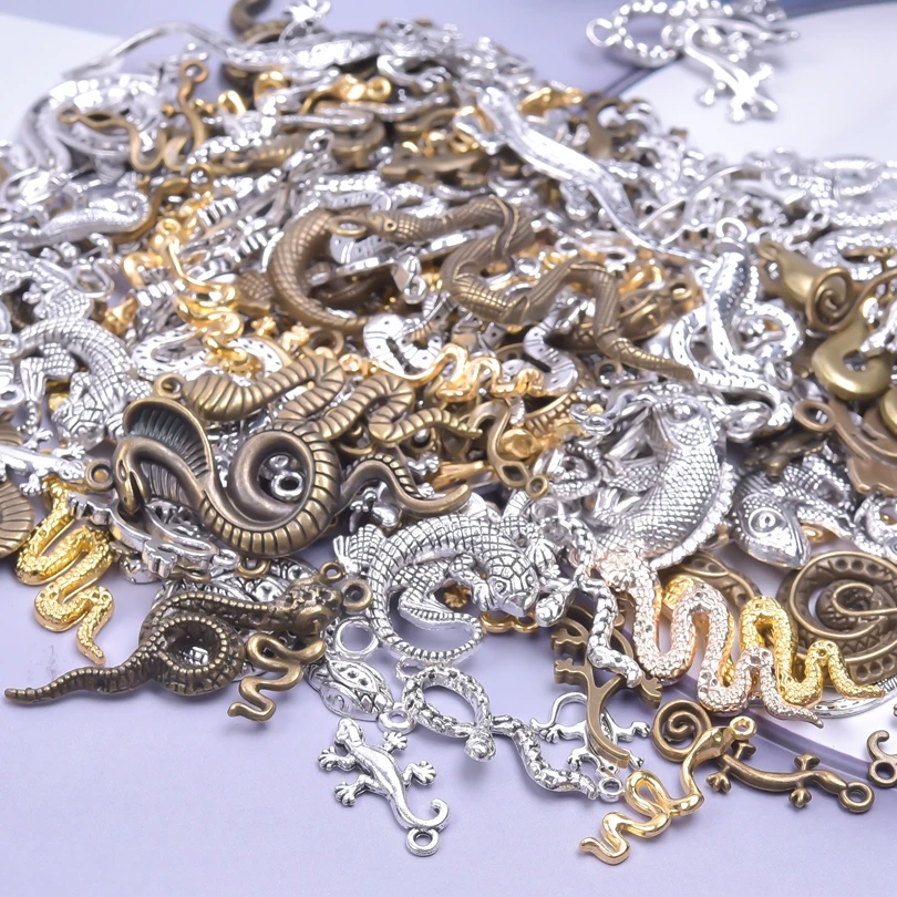 M109 Mixed 20pcs Snake Lizard Style Alloy Charms Antique Pendant Accessories DIY Jewelry Making Finding Supplies