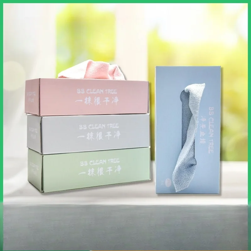 20pieces Household Kitchen Cleaning Boxed Cloth Microfiber Thick Initializing Pad Dispensing Dishwashing Wipes Cleaning Supplies
