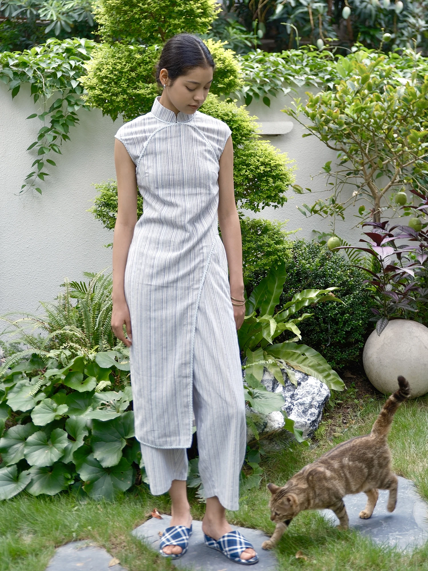 

Ele Deconstructed Series Jiangnan Cotton Linen Water Pattern Chinese Sle Long Skirt Breathable Summe...