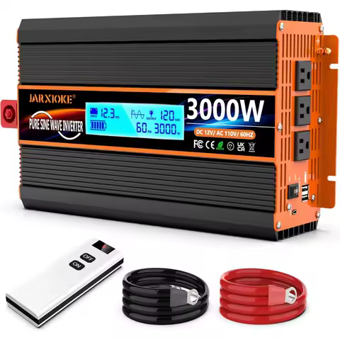 3000 Watt Pure Sine Wave Inverter Converts 12V DC to 110V/120V for RV, Off-Grid Solar, and Car with USB Type-C Ports