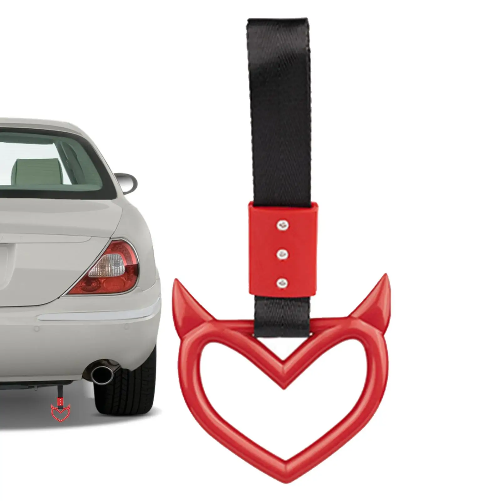 Rear BumperWarning Ring Ring Devil Heart-Shaped Car Hand Strap Creative Unique Easy To Install Rear BumperWarning Ring For Car