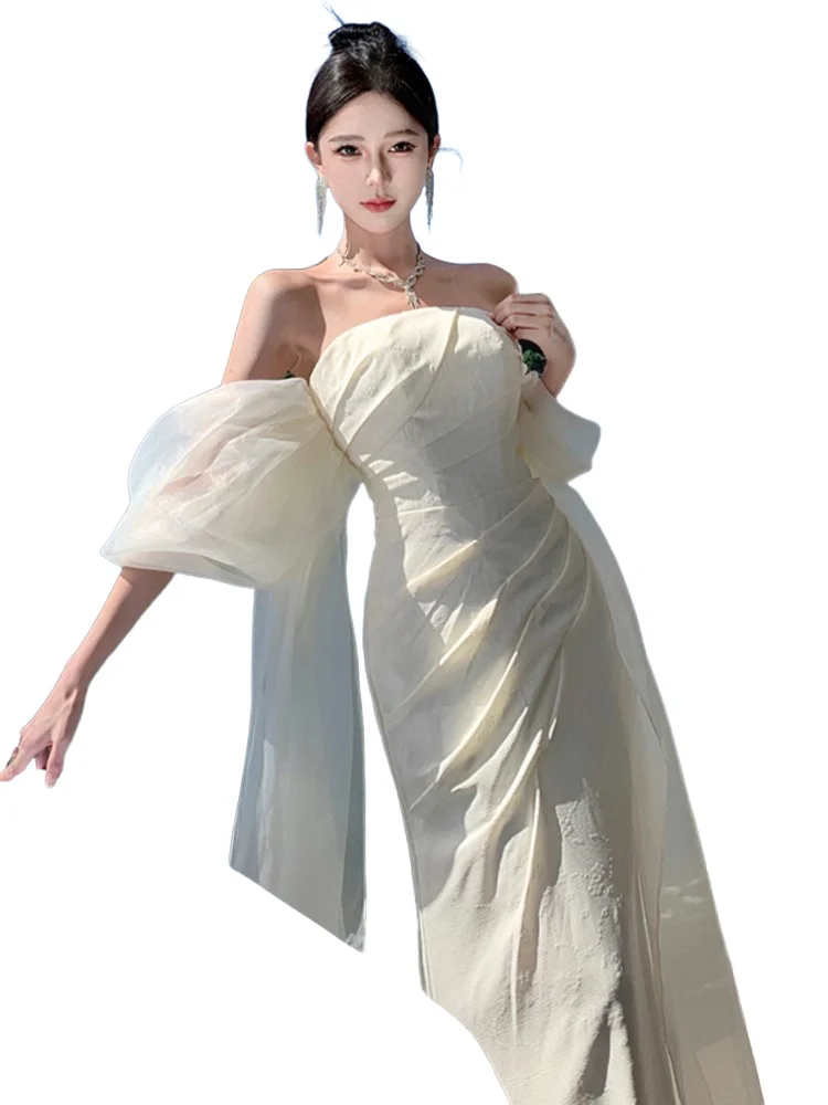 New Elegant Solid Formal Ocassion Dresses Summer Chic Backless Wedding Party Vestidos Female Fashion Straps Slim Robe