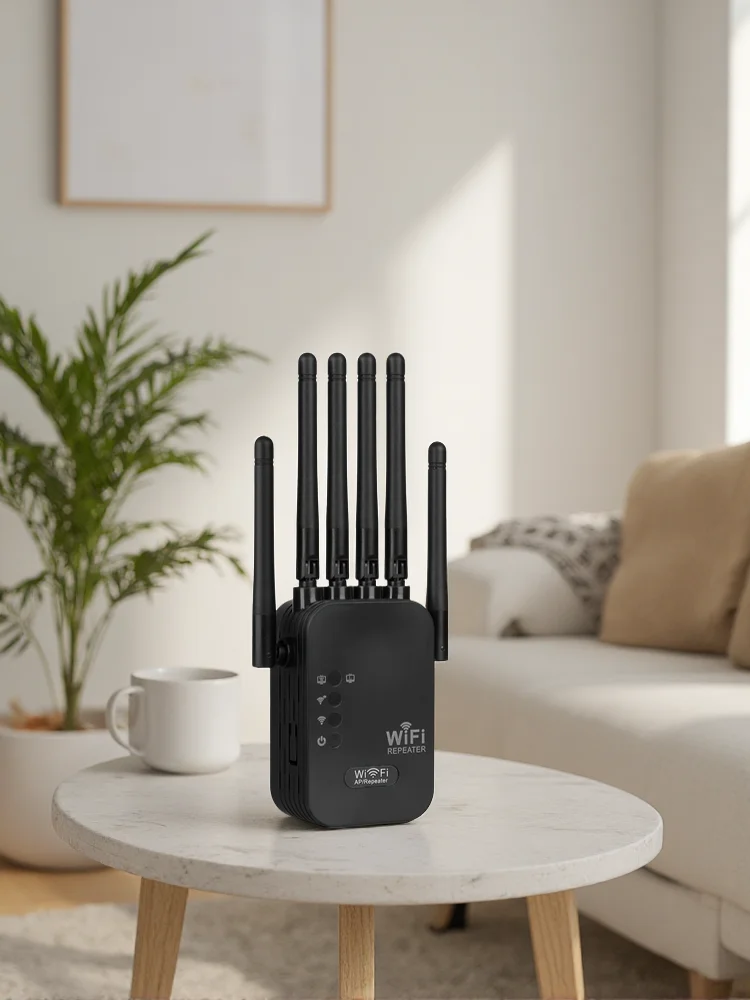 WLAN-Repeater Drahtloser Router 1200Mbps 2,4G 5G Signalverstärker mit 6 Hochleistungsantennen Netzwerkverstärker Reichweiten-Signalverstärker