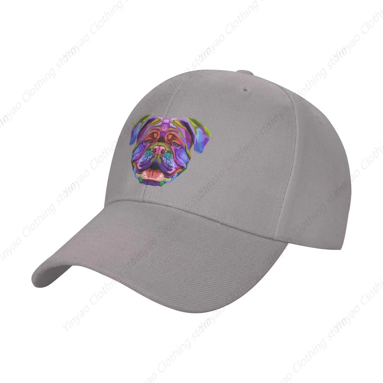 Colorful British Bulldog Pop Art Printed Pattern Baseball Hat Plain Truck Hat Suitable for Dad Men and Women Hat