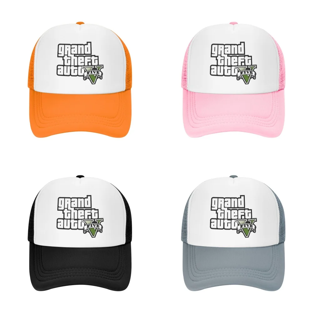 G-Grand T-Theft Auto Game G-GTA5 Mesh Hats Men Women Foam Trucker Hats Sports Team Baseball Caps Print Sun Hat Adult Gorros Caps