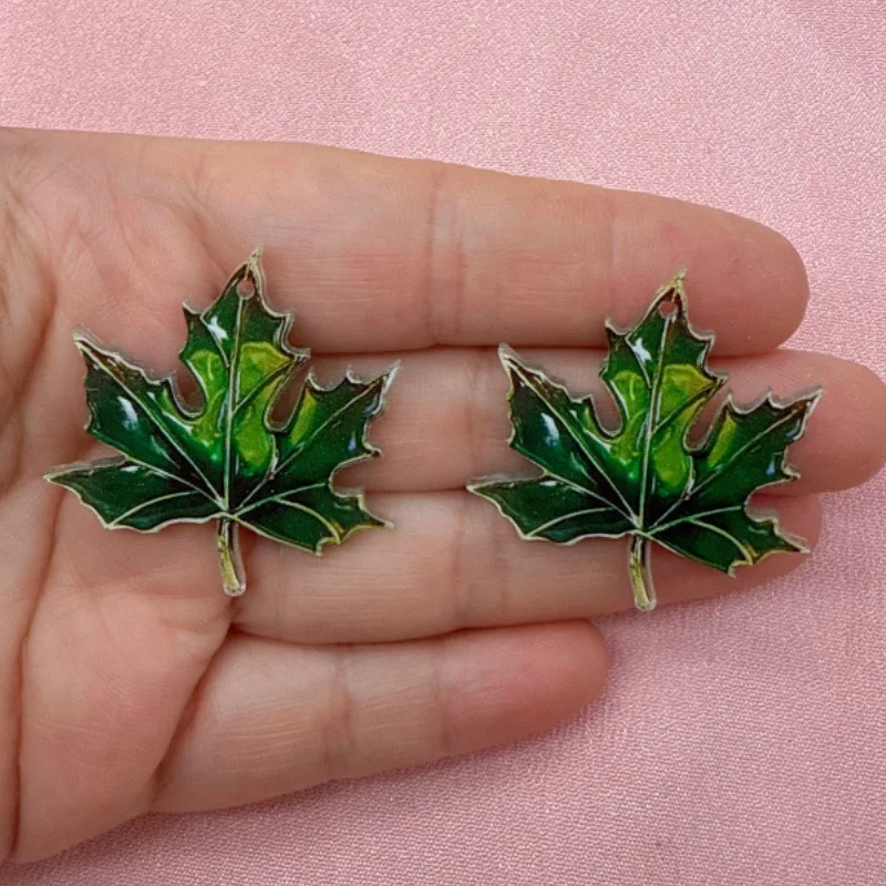 10pcs acrylic double-sided printed colorful maple leaf pendant DIY handmade jewelry pendant accessories view 3