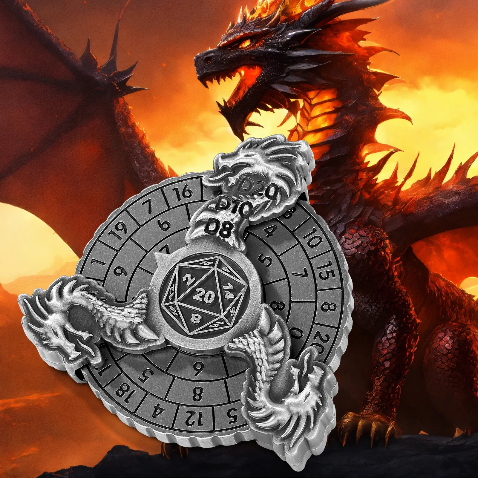 الرجعية ثلاثية الأبعاد تحلق التنين تململ سبينر القرص الدوار EDC الكبار الإجهاد المخلص اللعب DND لعبة النرد لعب الأدوار لعبة القرص الدوار