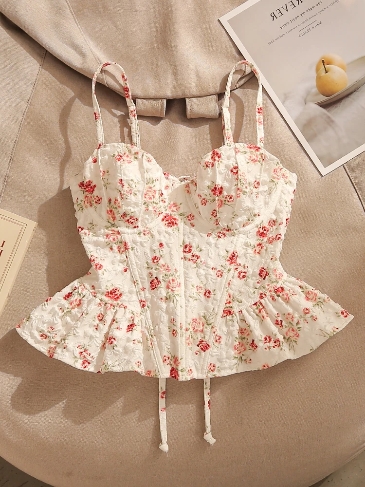 مثير الأزهار الدانتيل تقليم حزام سترة الصيف أبلى جديد جميل با التعادل الأعلى المرأة Faion تنفس ort طول تانك الأعلى