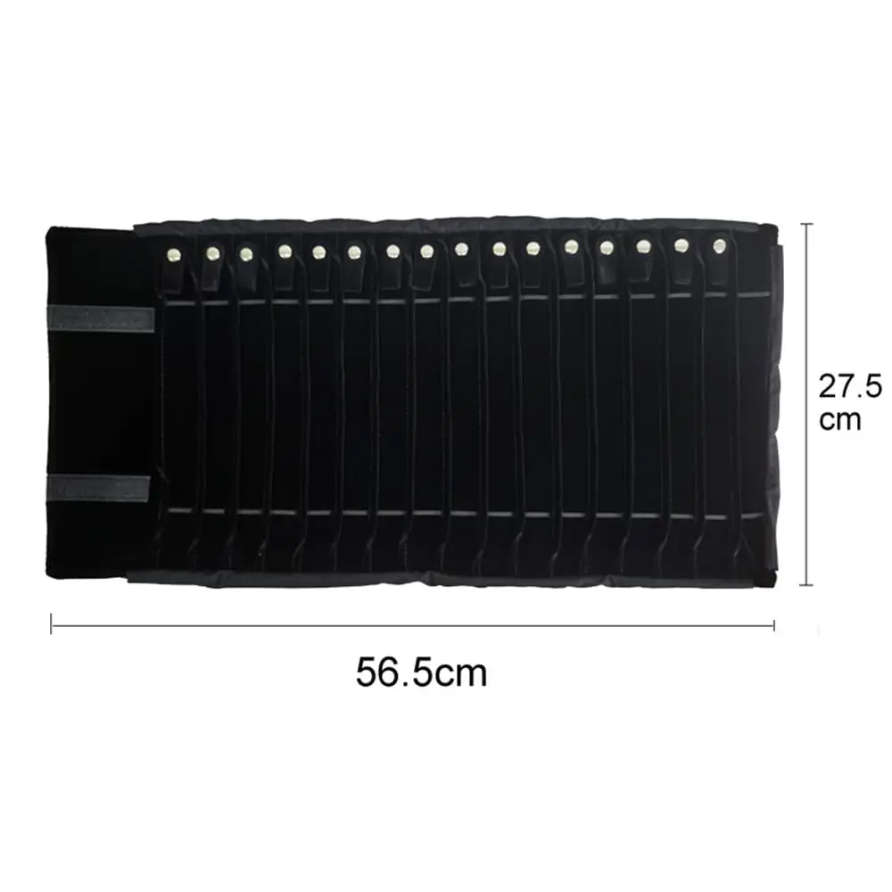 حقيبة تخزين للسفر على شكل قلادة آمنة غير قابلة للتشابك، حامل 16 سلسلة (بولي يوريثان رمادي ومخمل أسود) #5