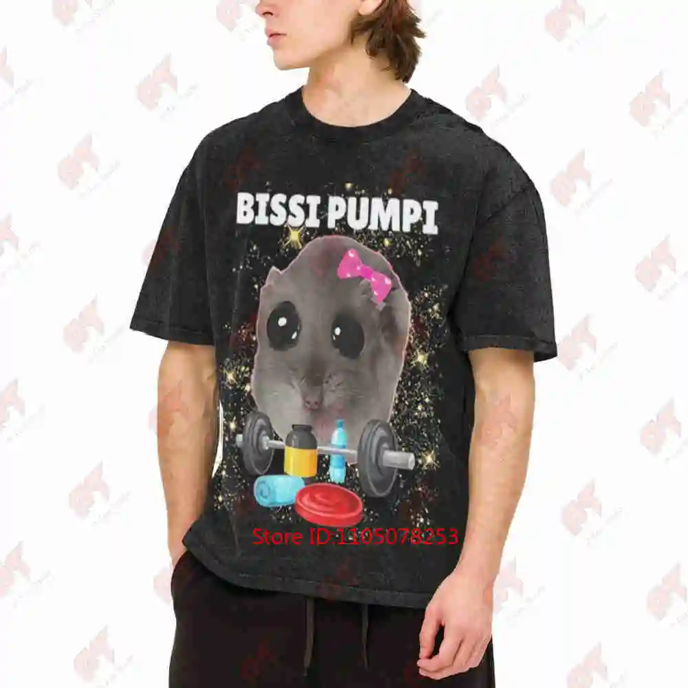 Bissi Pumpi Sad Hamster Vintage Washed Tee Pure Cotton T-Shirt