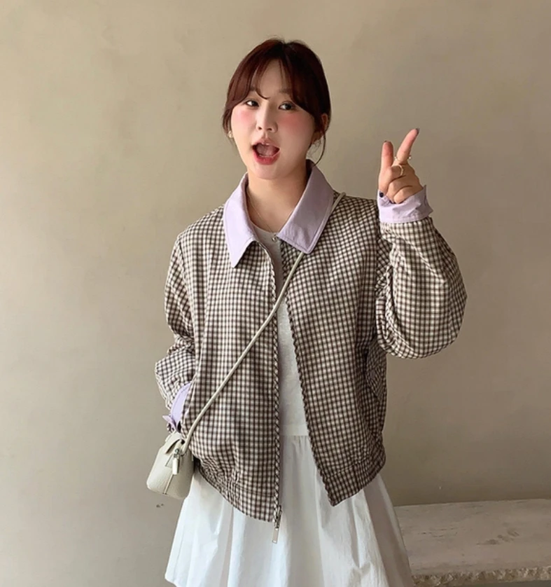 Giubbotti bomber Giacca da donna Marrone Autunno Pelle scamosciata Color-Splicing Pannelli Coulisse Pendolarismo Urbano Elastico regolabile Minimalista