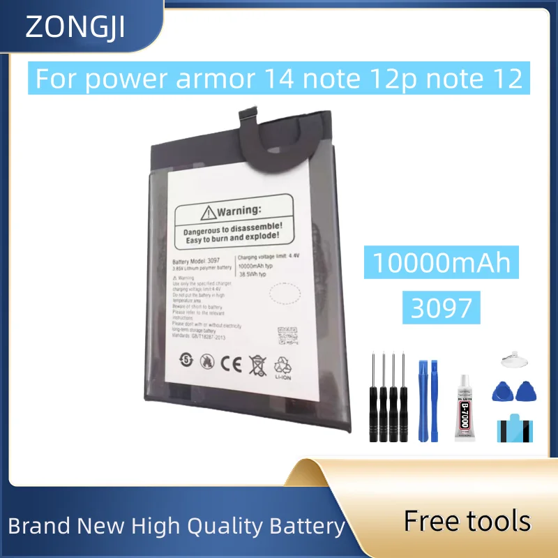 New Battery 3097 battery 10000mAh 3.85V For power armor 14 note 12p note 12 battery + Free Tools