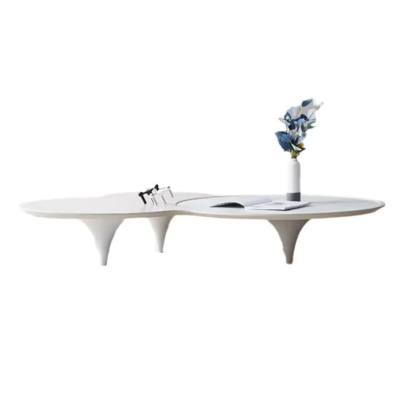 New designer special-shaped coffee table rock table Italian minimalist cloud rock slab coffee table cream wind black and white