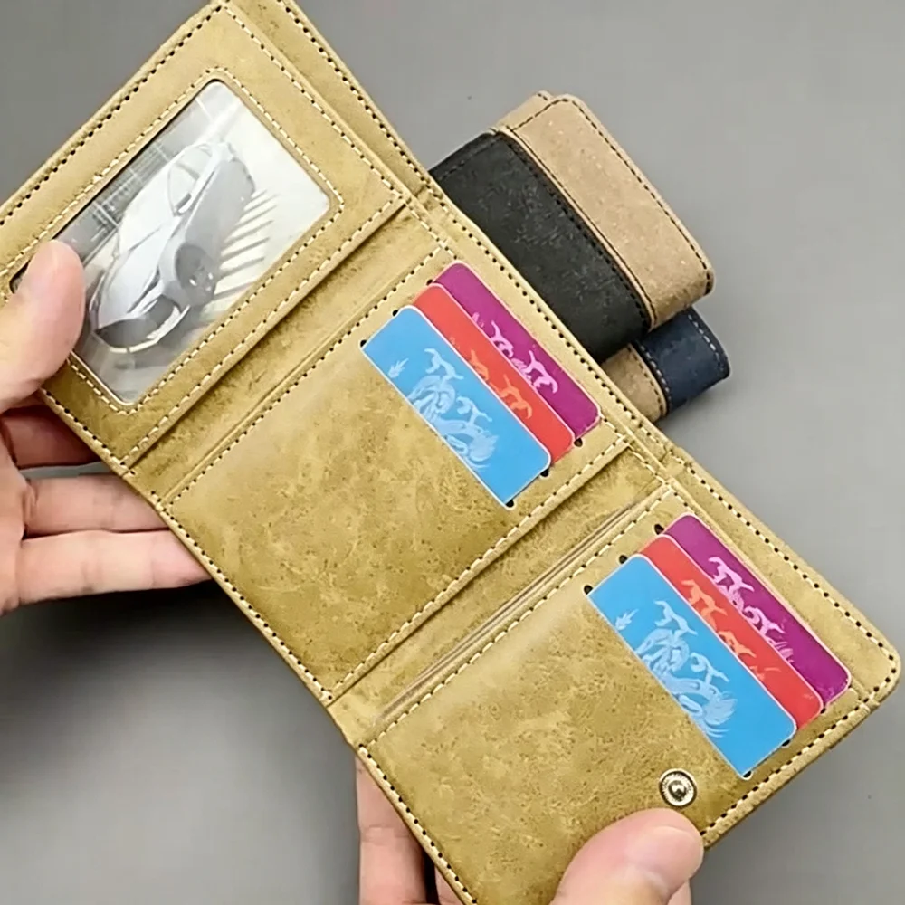 New Denim Men's Short Wallet Fashion Tri Fold Coin Purse Large Capacity Multi-slot Card Holder Men Business Money Bag