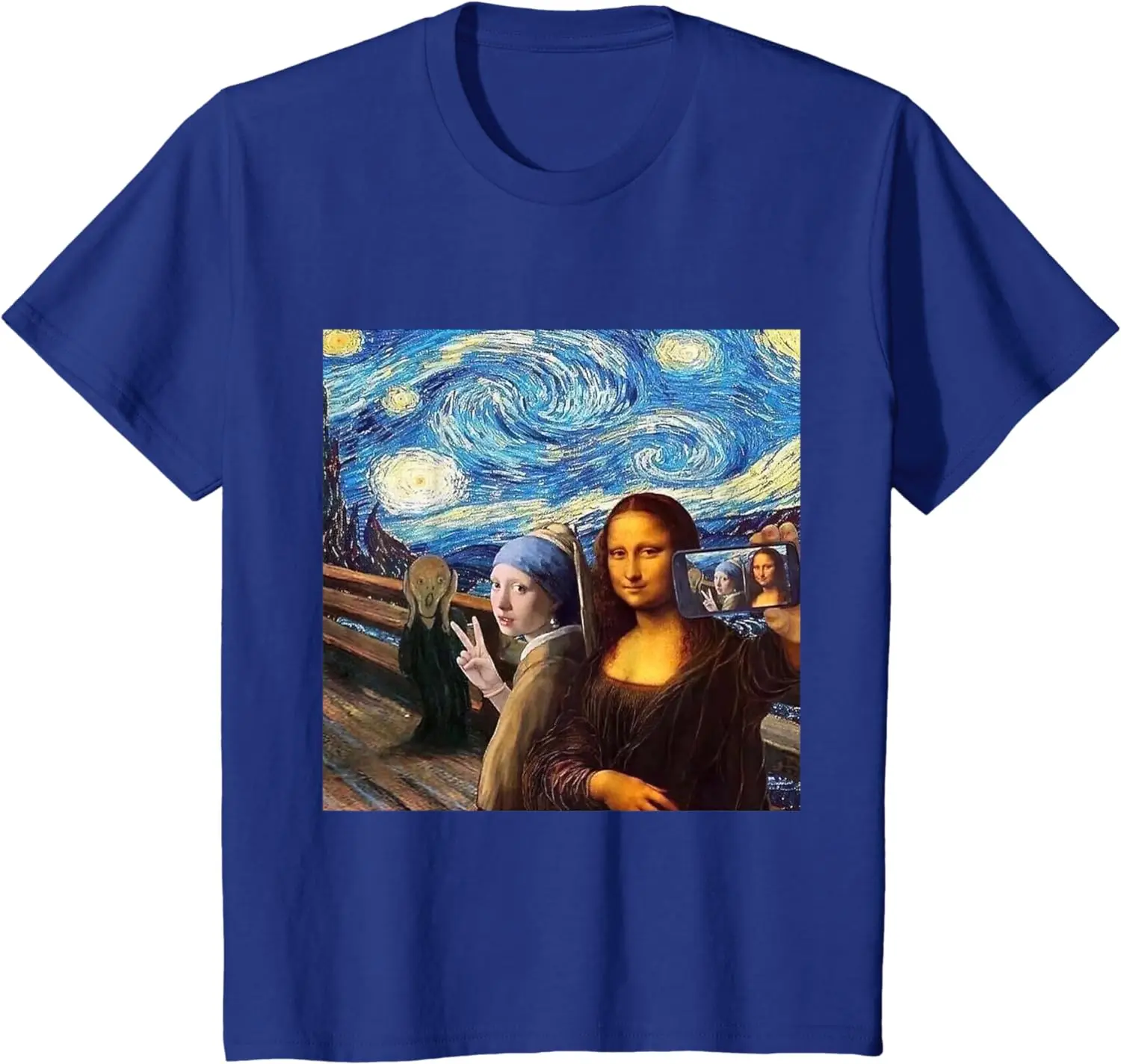 Mona Lisa Girl With A Pearl Earring The Scream Starry Night T-Shirt