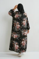 Robes musulmanes femmes robes Maxi Mujer robes femme robes amples à manches longues imprimé fleuri Robe décontractée Robe longue 4