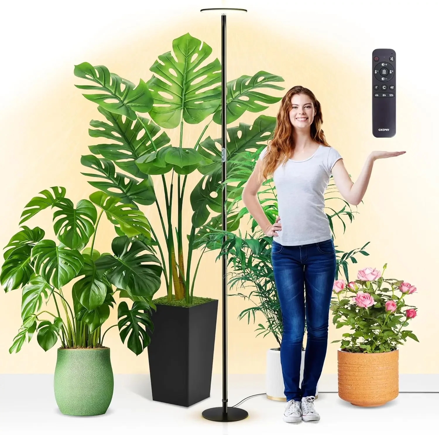 

85" Full Spectrum Plant Grow Light with Timer, Dimmable Brightness, Height Adjustable for Indoor Large Tall Plants