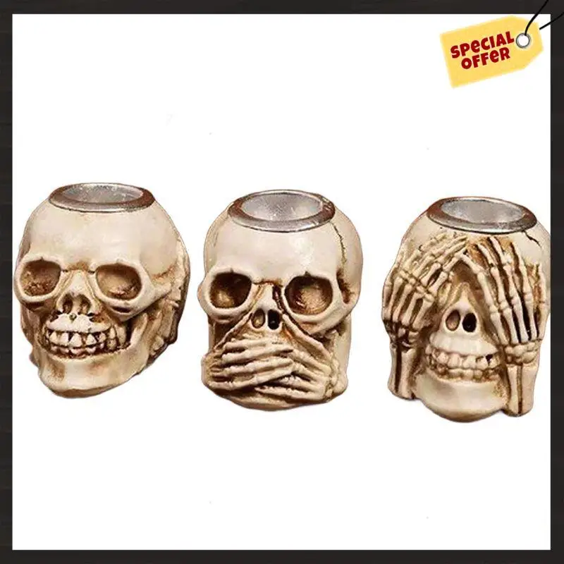 24-Hour Delivery Halloween Table Decor Centerpiece Candlestick Resin Skull Candle Holder, Spooky Creepy Crafts