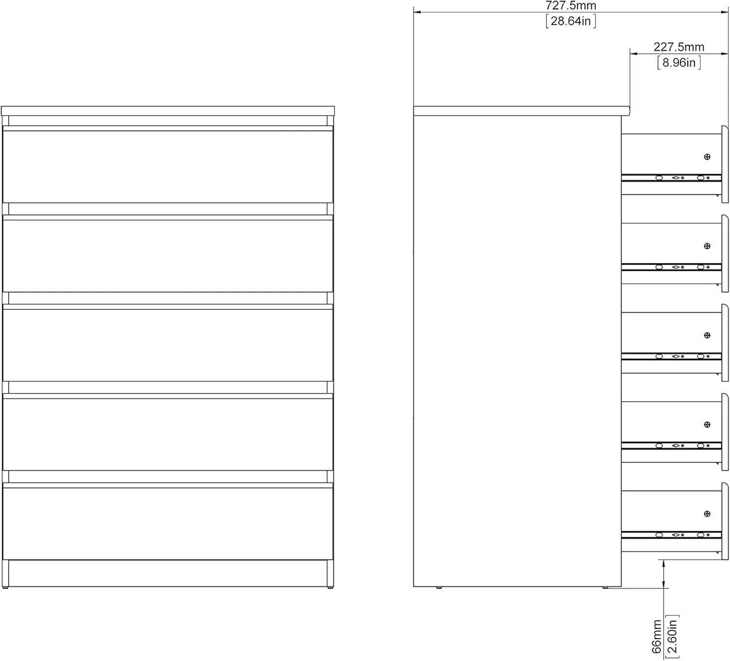 5 Drawer Chest, Black Matte