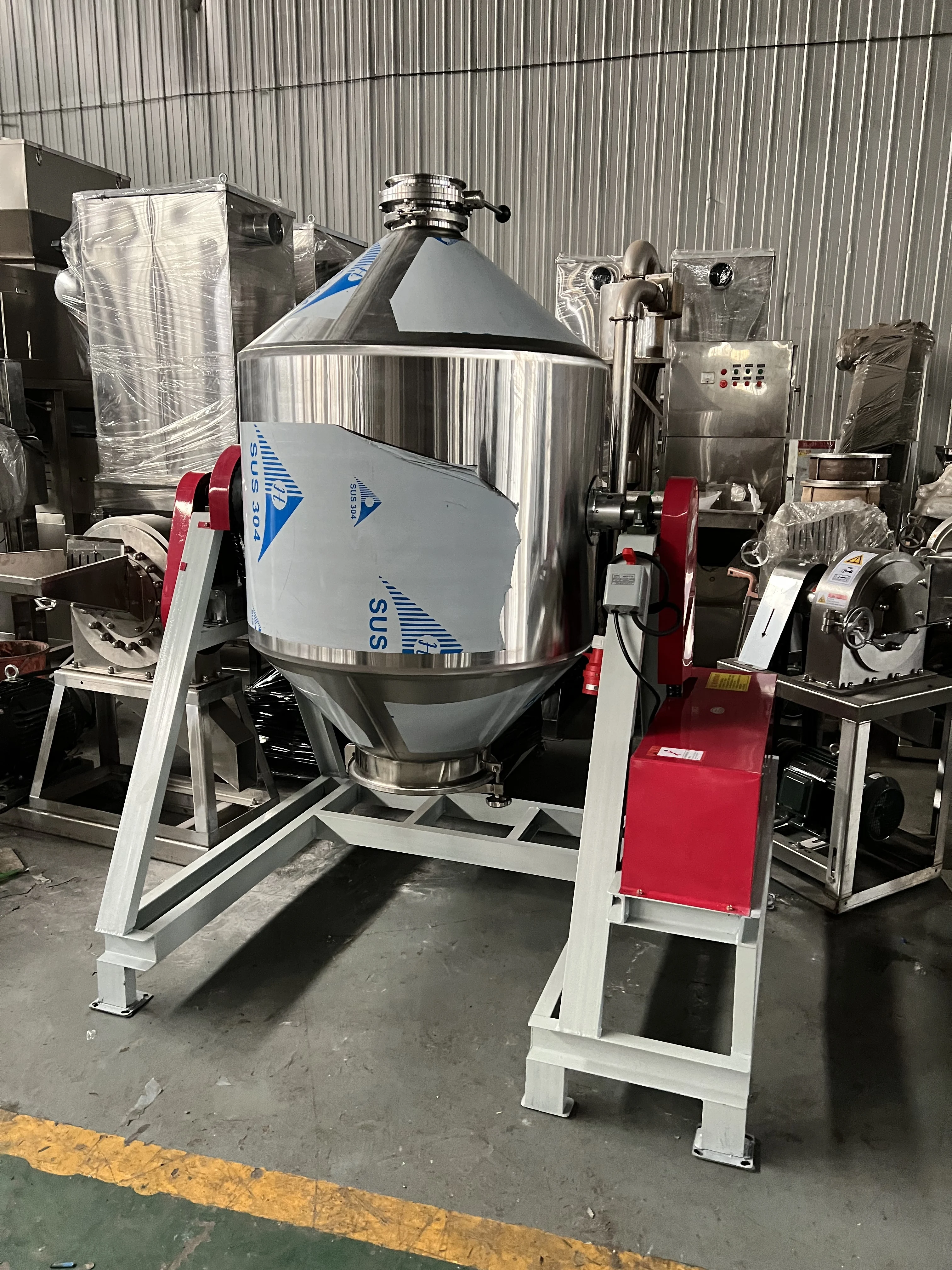 SUS 304 Material Stainless Steel Drum Mixer for Dry Powder Mixer for Powder Chemical Soap Powder Mixing