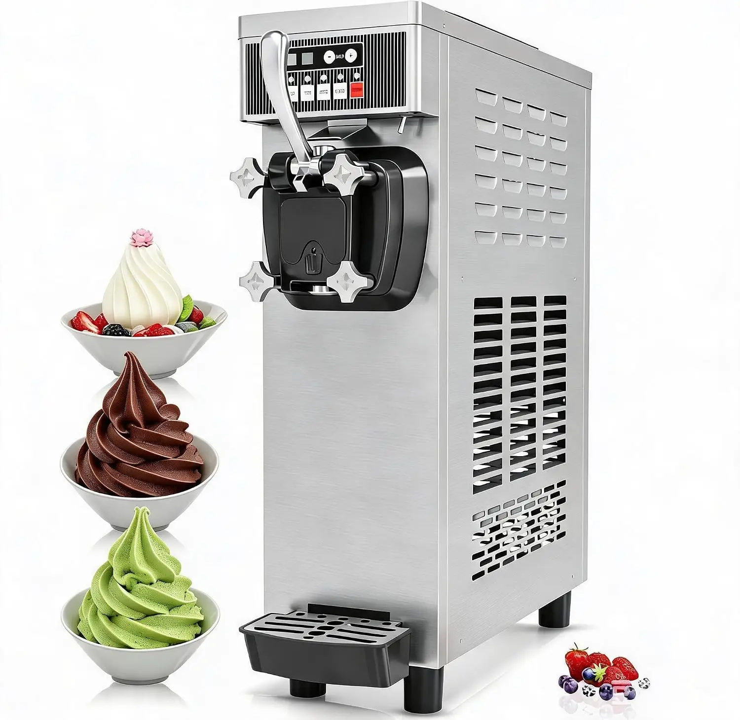 Tacleekii 6L 7L Commercial Ice Cream Machine Soft Serve Machine Countertop Soft Serve Ice Cream Yogurt Machine for Party Restaurant Snack Bar