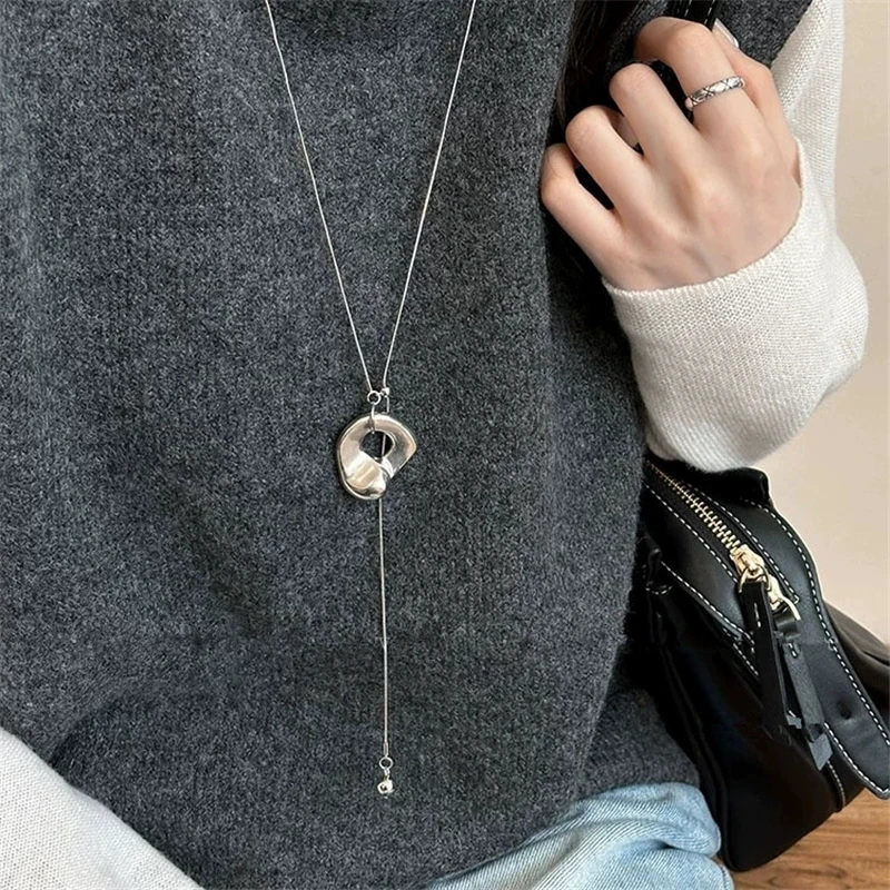 Neue Unregelmäßige Metall Anhänger Einstellbare Lange Schlange Kette Halskette Für Frauen Unisex Charme Auf Den Hals Zubehör Geschenk Großhandel – Detail 3