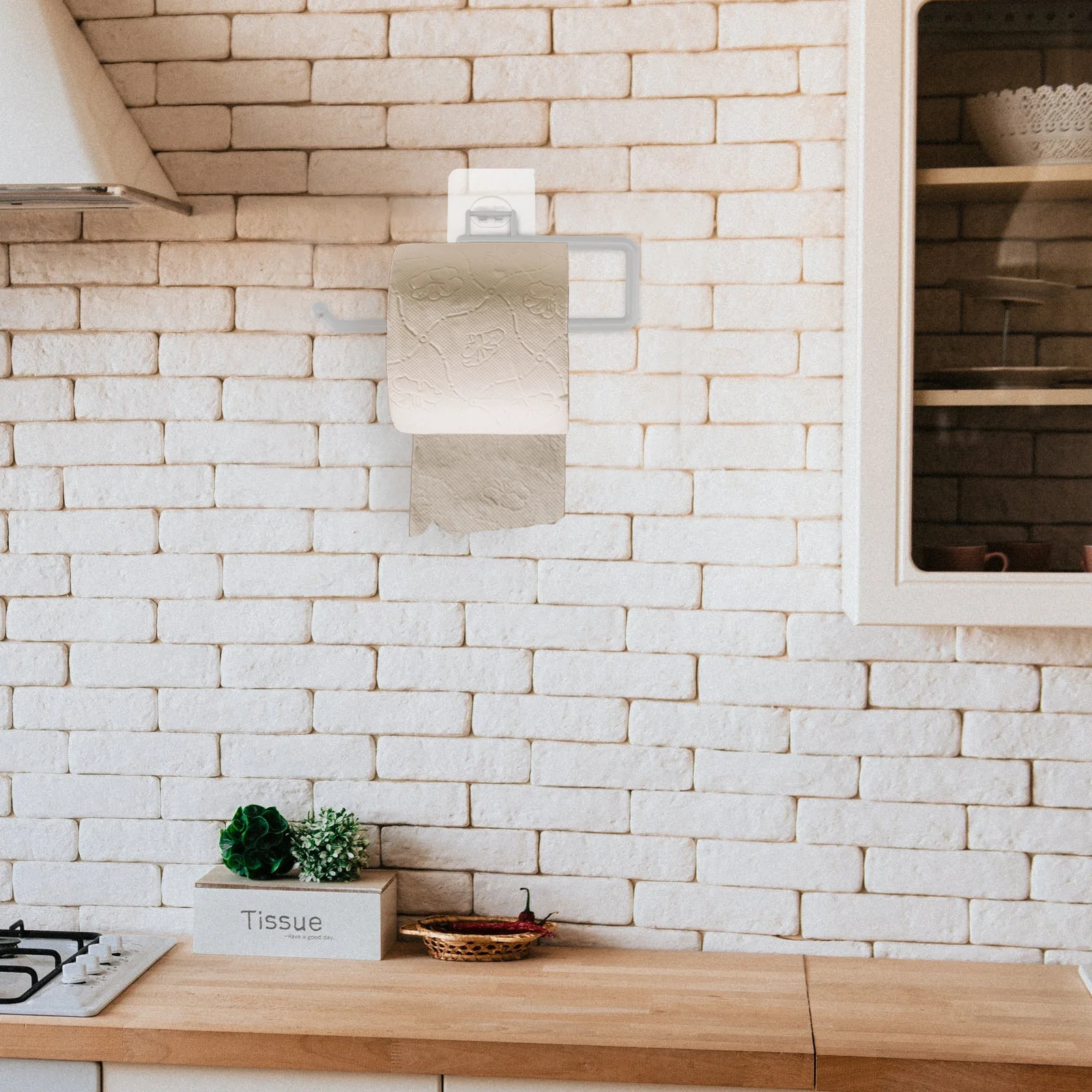 

1pc Wall-Mounted Toilet Paper Holder Simple Design No Punching Installation For Bathroom Kitchen Living Room Multi-Function Roll