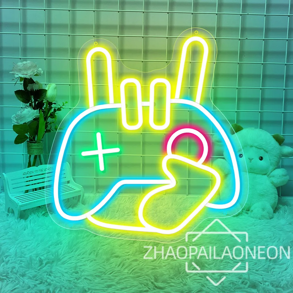 Imagem -04 - Led Game Time Neon Sign For Bedroom Decoration Night Lights up Wall Art Gamzone Lamp Presentes de Aniversário Usb