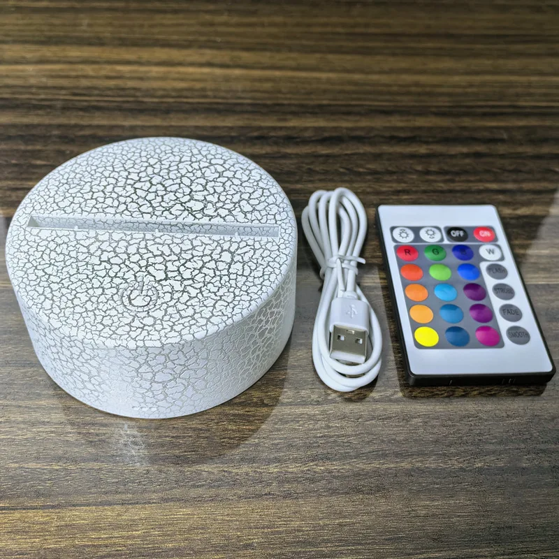 

50Pcs 100MM 3D Crackle Base RGB 16Colour Night Light USB Cable Touch Switch With Remote Control Table Lamp Holder Decor Gift