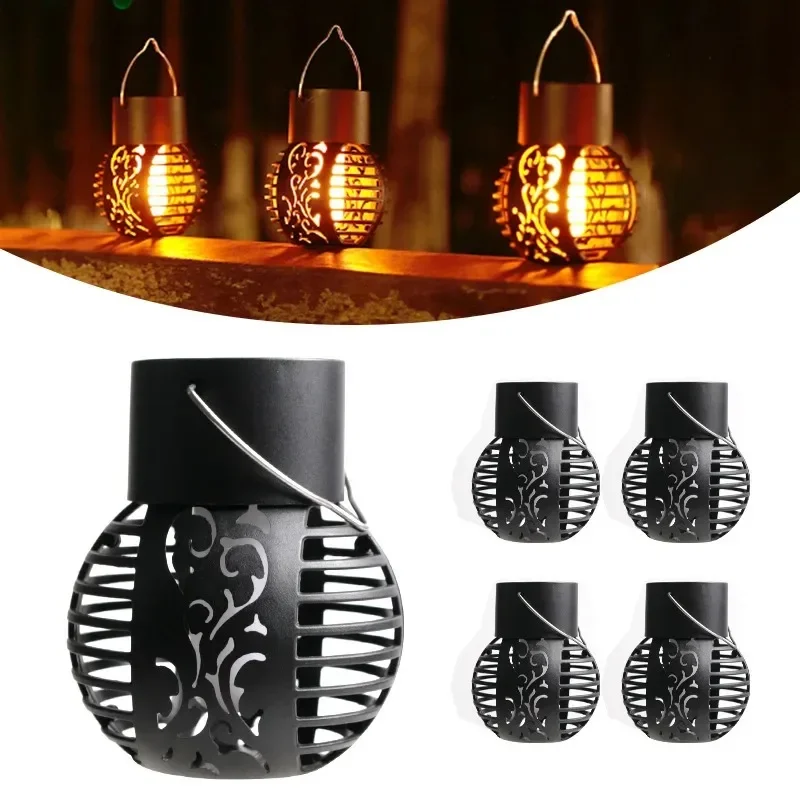 Luz solar ao ar livre LED para decoração de jardim, lanterna suspensa impermeável, efeito de chama, lâmpada para pátio, quintal, 1 pc, 2 pcs, 4 pcs, 6pcs