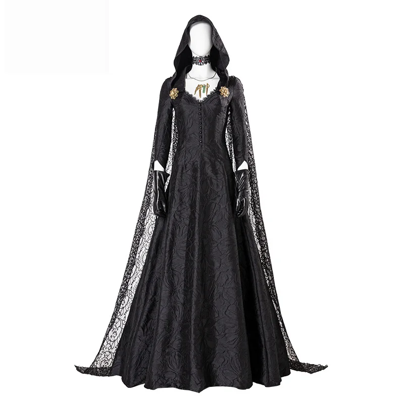 Resident Village Bela Cassandra Daniela Cosplay Costume Evil Vampire Lady Dress Outfits Scary Role Halloween Party Hooded cape