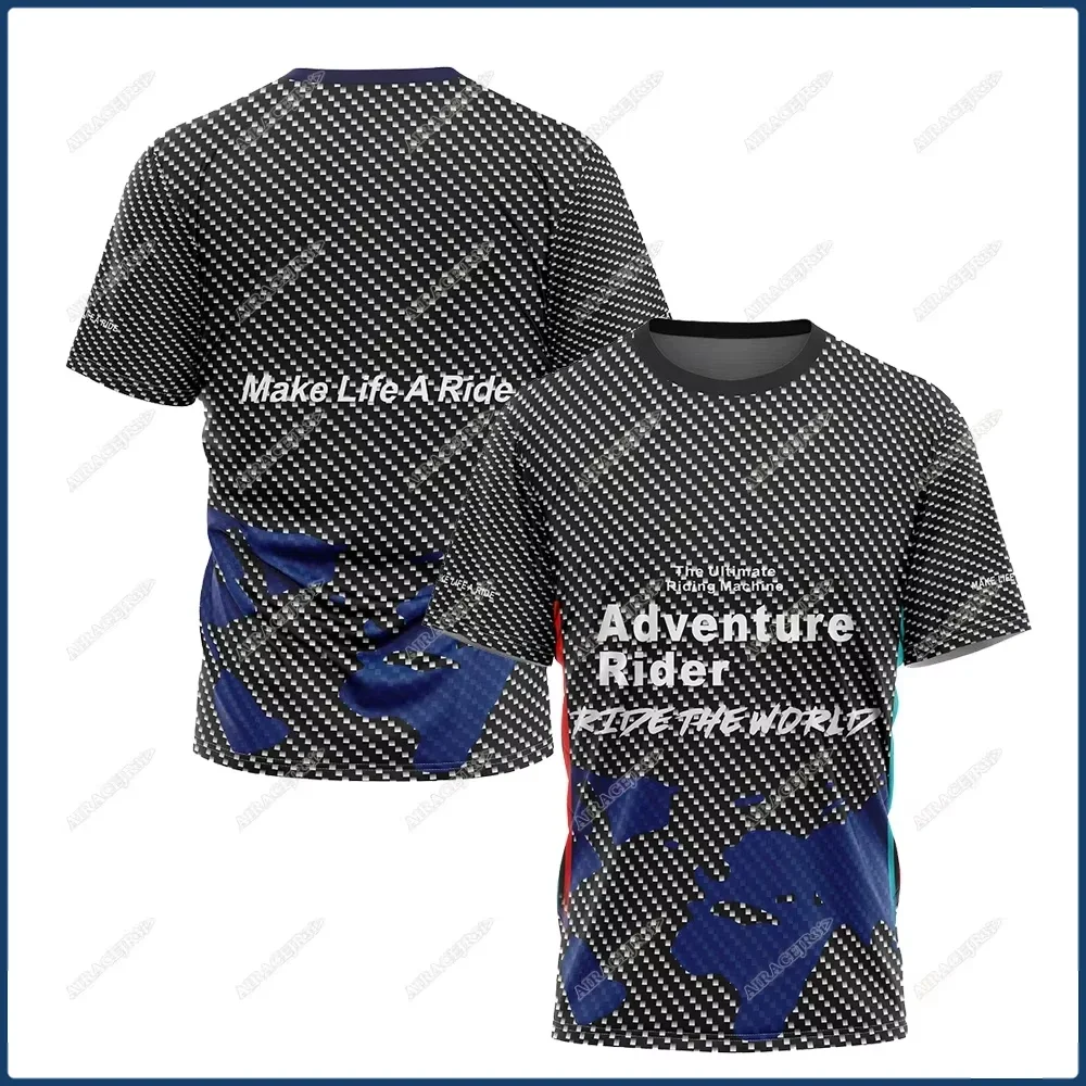 Motorrad Ride The World Travel Adventure For BMW Motorcycle Sports T-Shirt Racing Jerseys Summer Quick-Dry Stripe Leisure Black