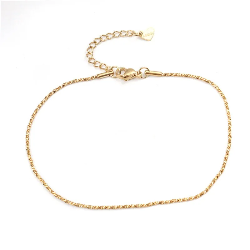 New Trendy Stainless Steel Anklet Gold Color Round Link Chains On Foot Barefoot Sandals Anklet Bracelet Women Summer - detail 6