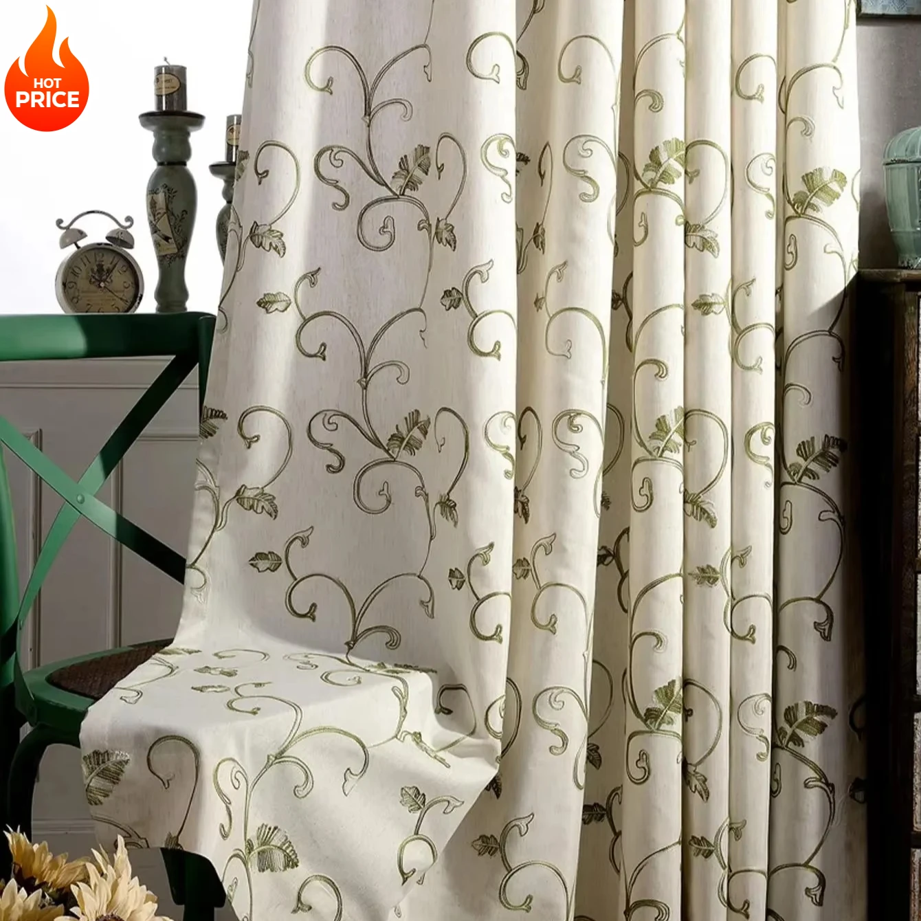 

Wedding Decoration1PC New Modern Simple Romantic Vine Print Living Room Bedroom Curtains