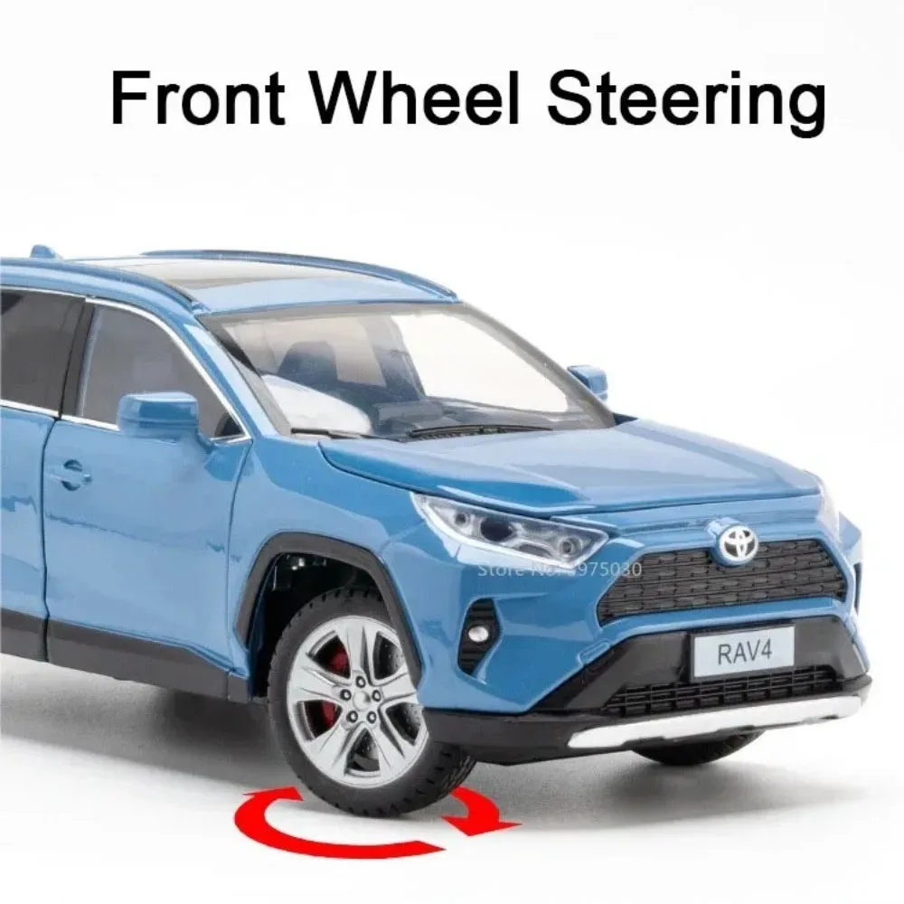 1:24 스케일 캠리 RAV4 자동차 모델 합금 다이캐스트 장난감 라이트 사운드 풀백 미니어처 차량 어린이날 선물