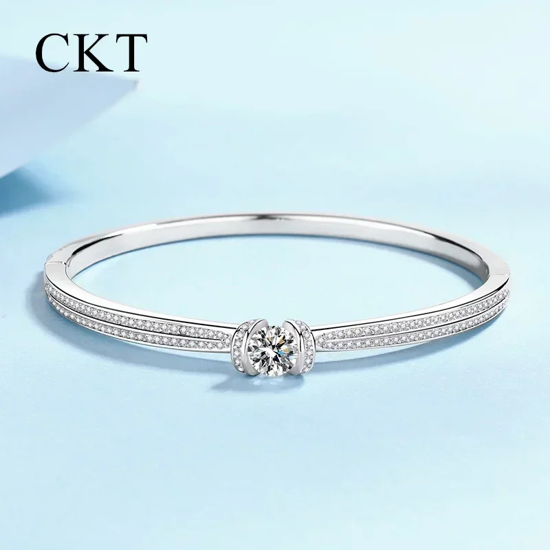 

18K White Gold Platinum Pt950 High Quality Bracelet Women Light Luxury Premium 1.76ct Moissanite Diamond Wedding Fine Jewelry