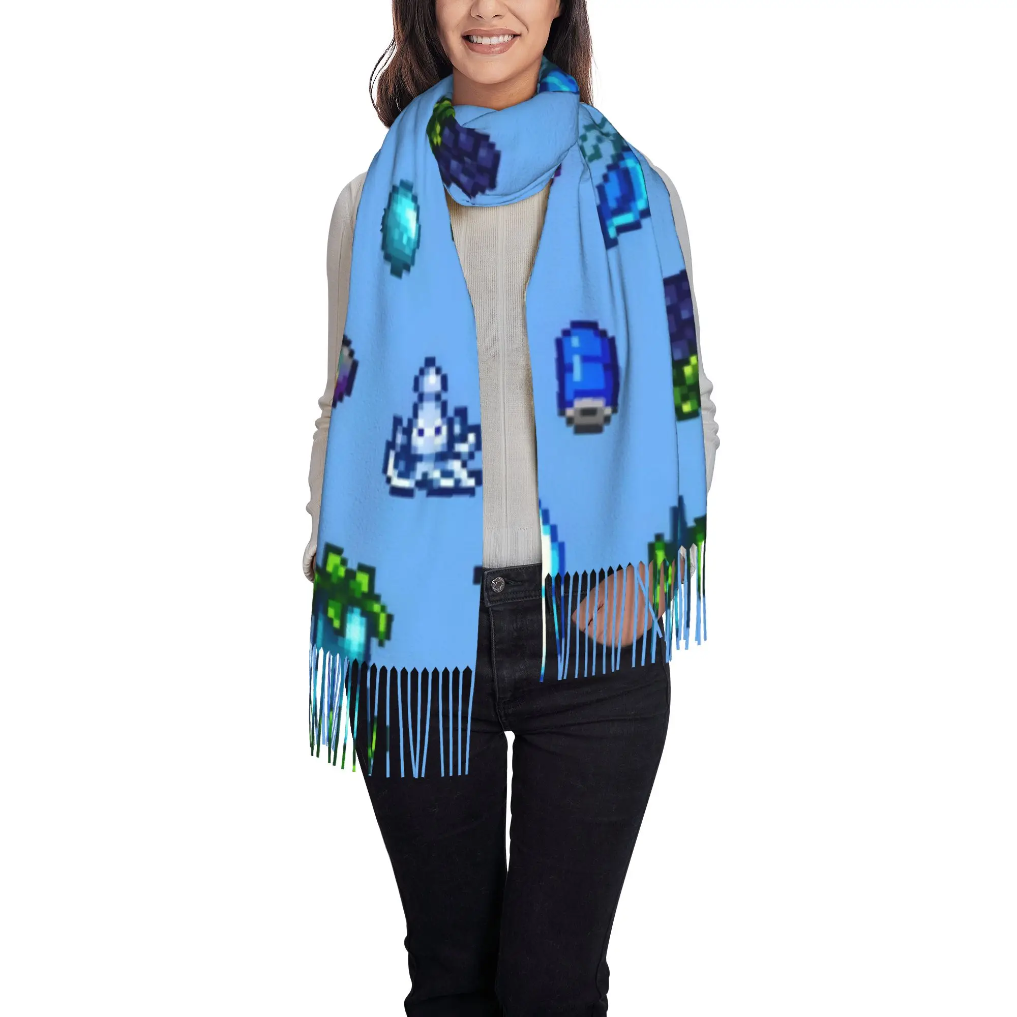 Blue Ocean GoodsTassel Scarf Stardew Valley In Autumn Vintage With Tassel Gift Neckwarmer Scarves