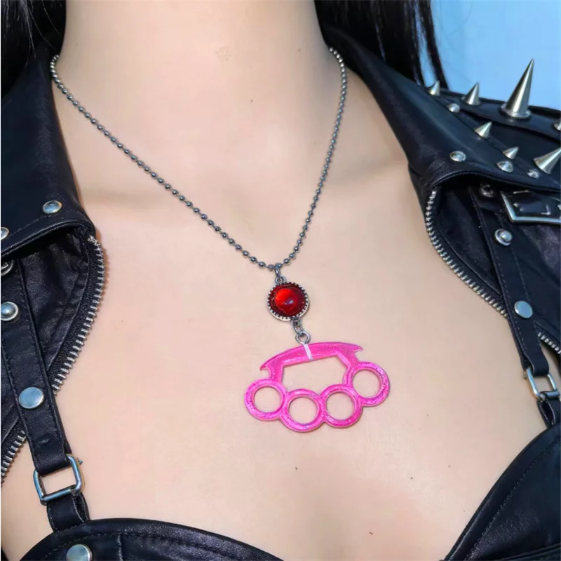 Punk Glitter Y2K Subculture Necklaces Spicy Girl Niche Design Boxing Gloves Pendant Necklace Men and Women Best Friend Gift