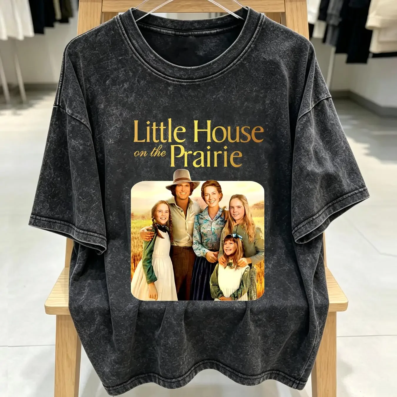 washed T Shirt Little House On The Prairie Miniature Old West Book Lover  vintage Washed homme Stretched fashion Slightly