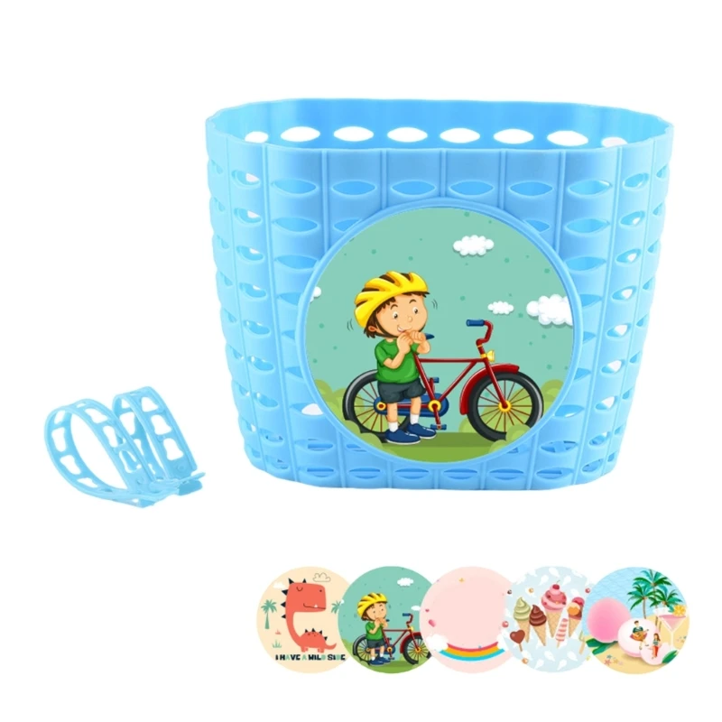 Adjusted Bike Basket Bicycles Handlebars Storage Bike Basket with Fastens Strap, Plastic Bicycles Front Basket for Kids