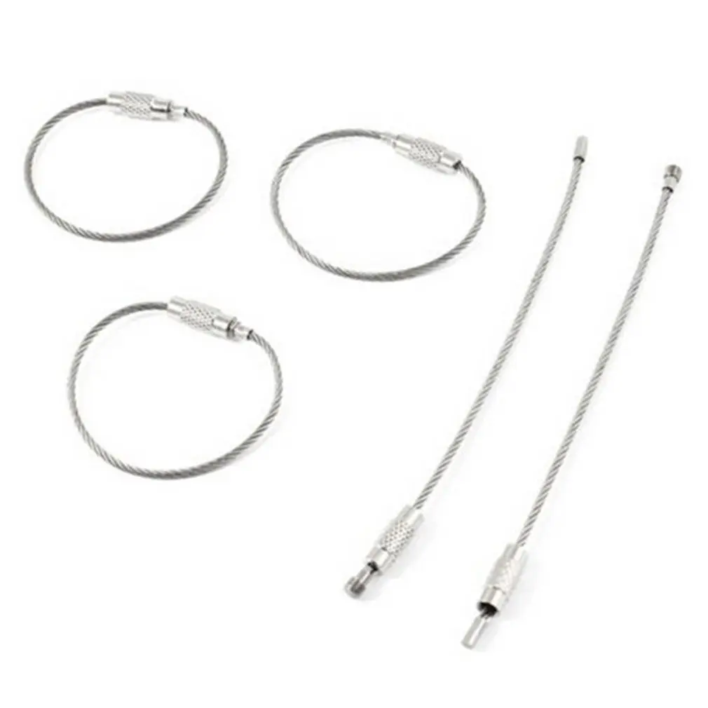 10 PCS Stainless Steel Wire Keychain Cable Key Ring Circle Rope Cable Loop for Outdoor Camping Luggage Tag Screw Lock Gadget