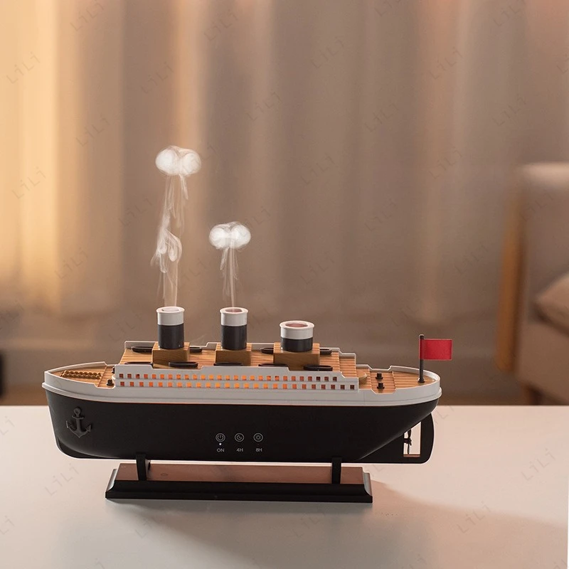 250ml Small Retro Ship Jellyfish Smoke Aromatherapy Machine Essential Oil Diffusion Colorful Light Aromatherapy Machine