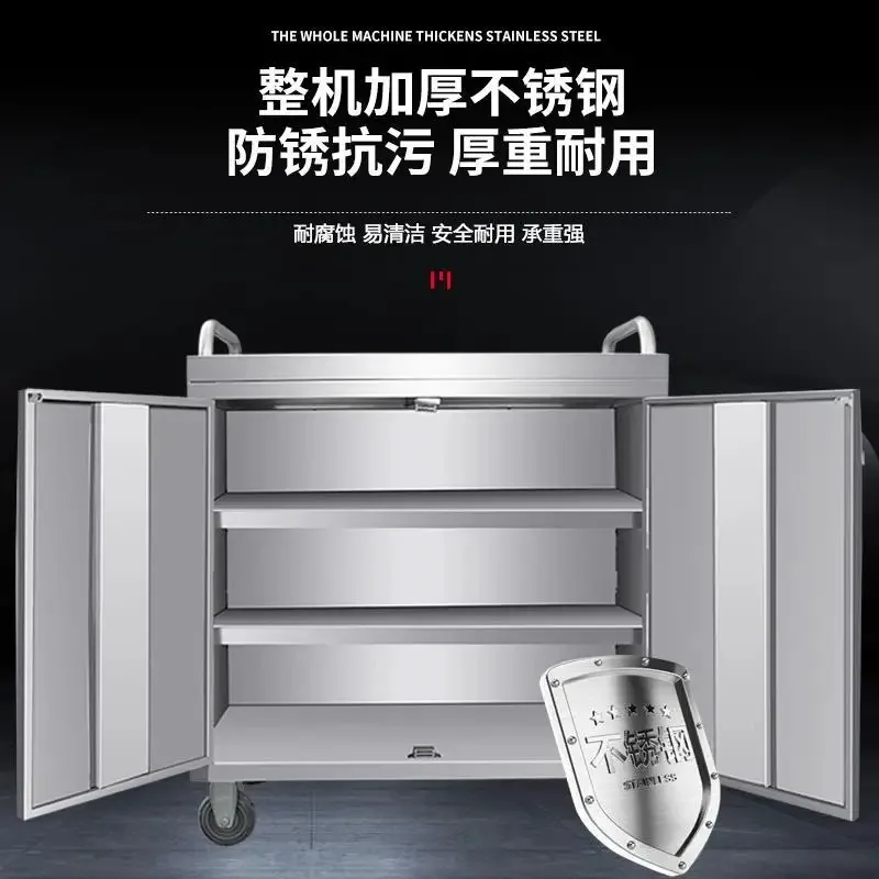 Stainless steel hand push takeaway food cart stall trolley hotel catering wine cart