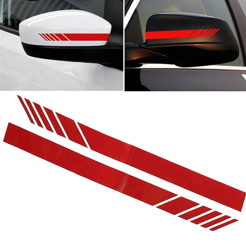 2 pçs universal auto adesivo de carro não desbotamento moda cor listra adesivo de carro tiras de corrida espelho retrovisor lateral decoração decalque
