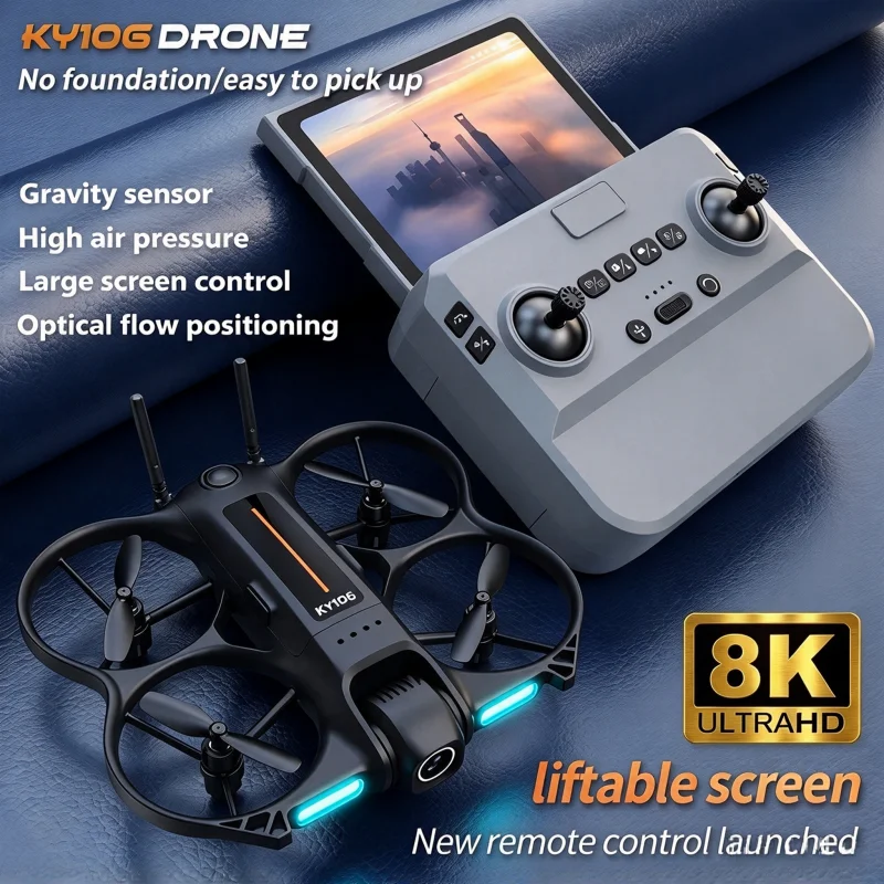 New KY106 Drone 8K Aerial HD Intelligent Avoiding Obstacle with Larger Screen Remote Control Folding Brushless Power GPS Drone