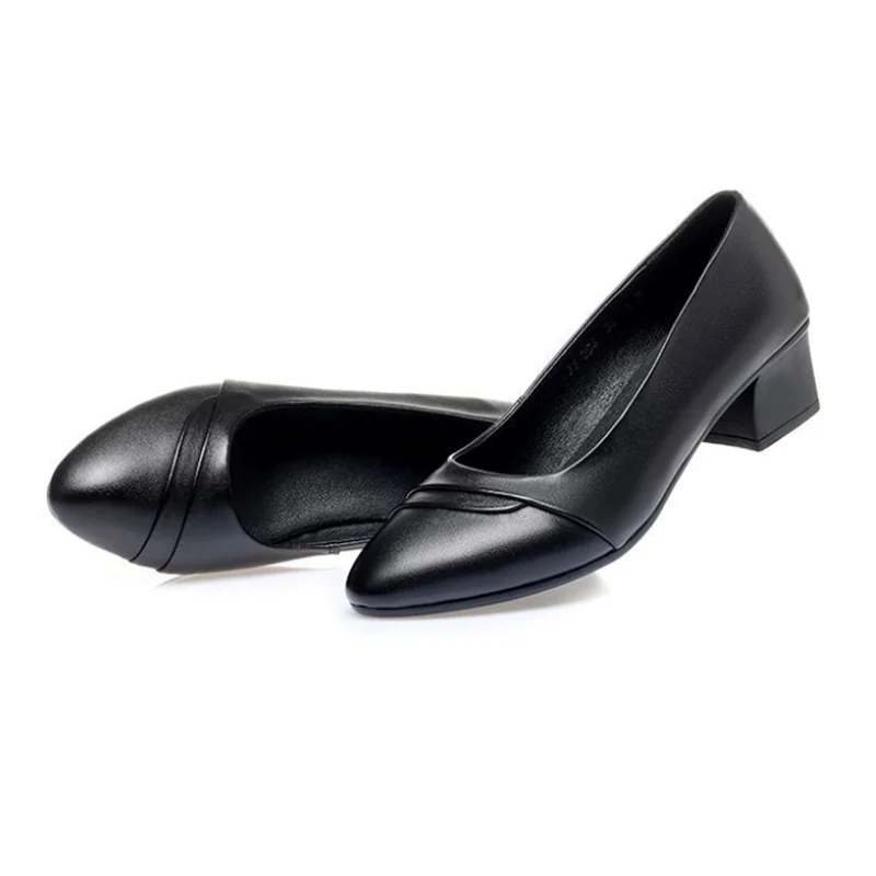 zapatos de mujer donna casual dolce pelle verniciata nera primavera slip on scarpe con tacco quadrato signora classica scarpe con tacco taglie forti ga41