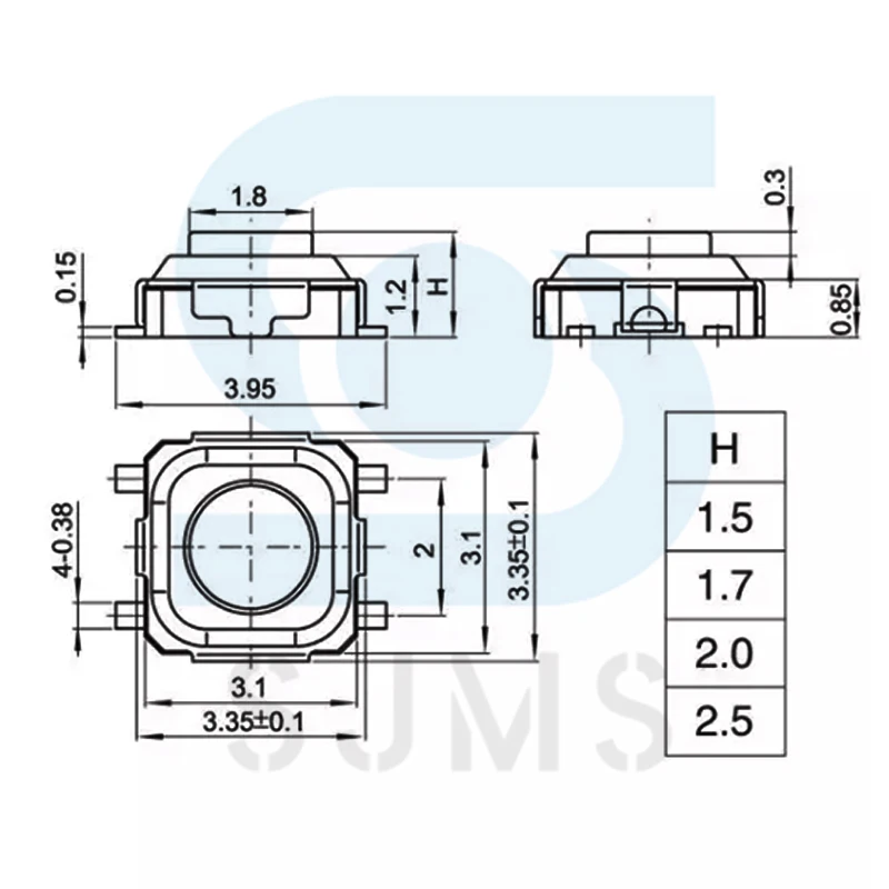 50/100PCS 3*3*1.5mm SMT Super Tiny Tactile Push Button Switch Phone Button SMD Micro Momentary Switch 3X3X1.5/2/2.5mm